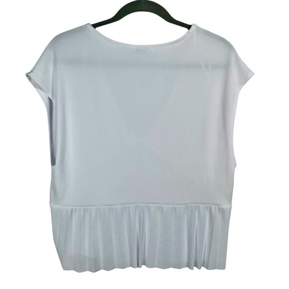ZARA White Pleated Panel Boxy Sleeveless Ribbed V-Neck Blouse Women's Size M - Picture 3 of 10